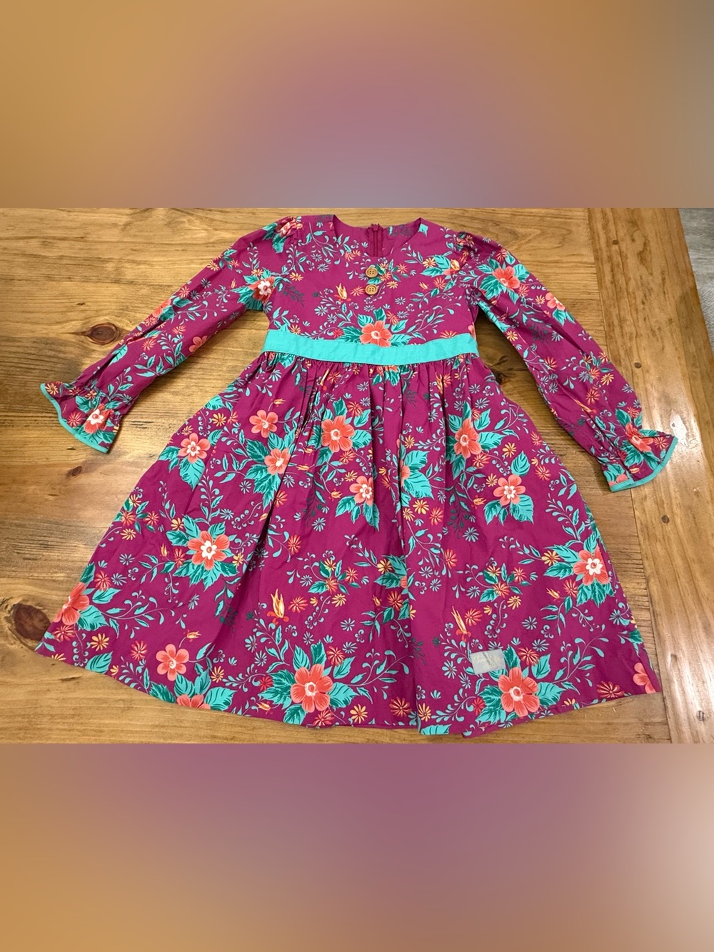 Eleanor Rose Magenta Floral Long Sleeve Dress